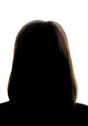 Dark silhouette of a girl on a white background, the concept of anonymity Dark silhouette of a girl on a white background, the concept of anonymity